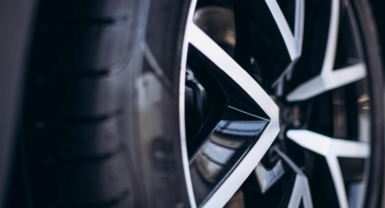 Closeup of a car wheel rim